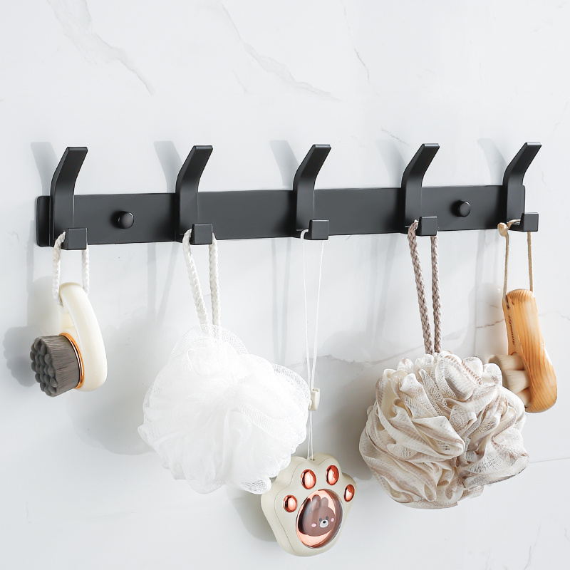 Modern Wall Hooks Metal Black Towel Hooks Bathroom Door Cloth Hanger Hook Coat Rack Wall Mounted