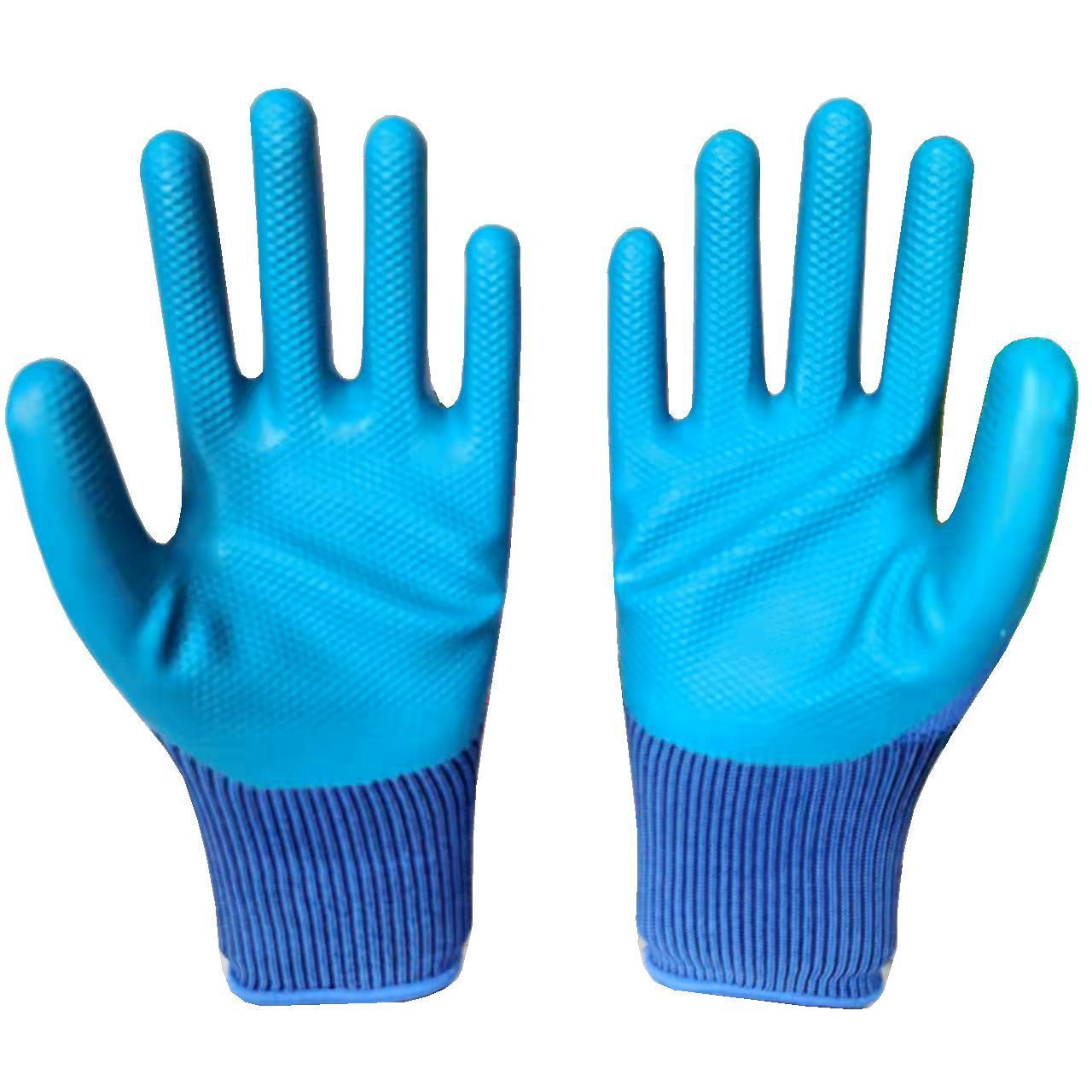 13 Gauge Embossed Latex Gloves Rubber Coated Soft Physical Non-slip Working Safety Hand Gloves