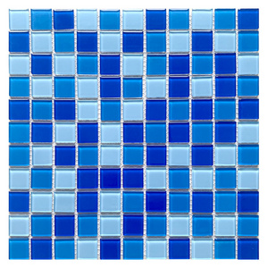 Gaoming Glass Mosaic Tile For Pool Or Kitchen Wall Decor Bathroom Toilet Mosaic Tiles Blue Color Glass Mosaic Pool Tile