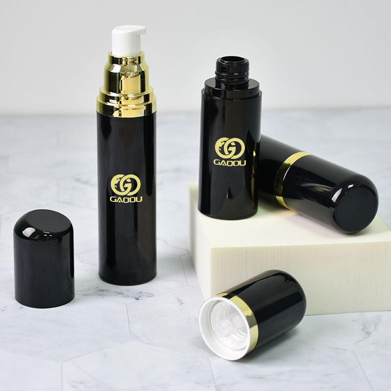 Luxury Black Acrylic Plastic Skincare PP Empty Liquid Foundation Airless Lotion Bottles with Pump 15ml 30ml 50ml 100ml