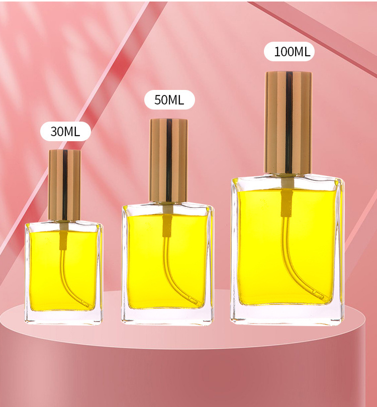 Wholesale custom luxury perfume spray bottles 30 ml 50 ml rectangle square empty glass perfume bottle