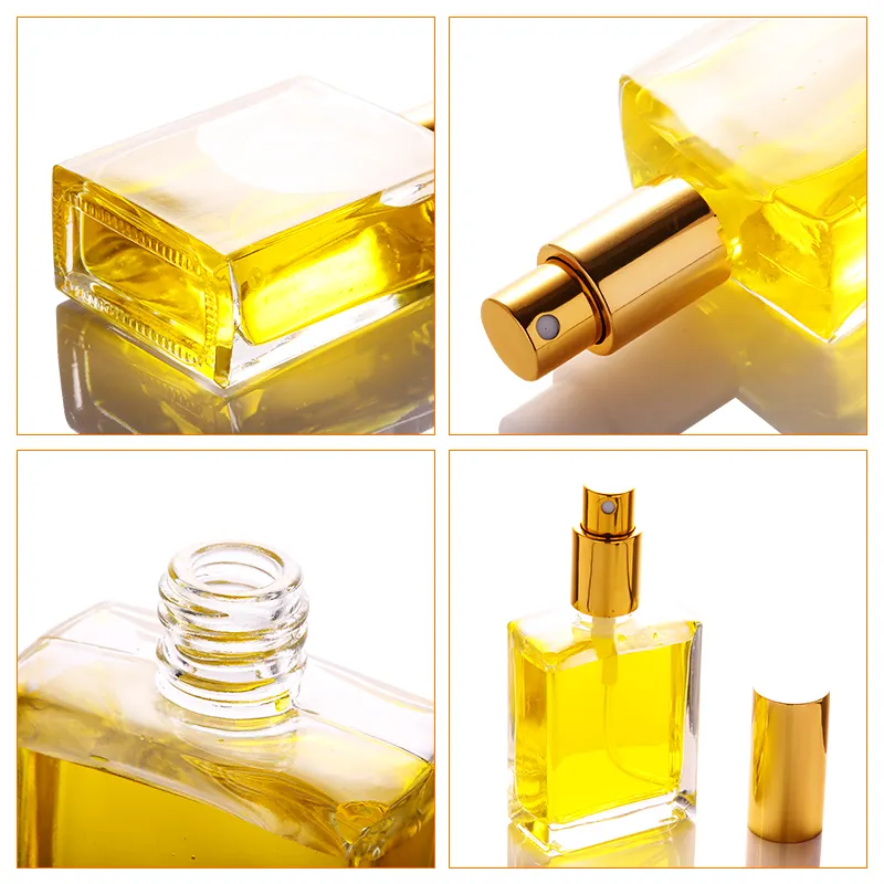 Wholesale custom luxury perfume spray bottles 30 ml 50 ml rectangle square empty glass perfume bottle