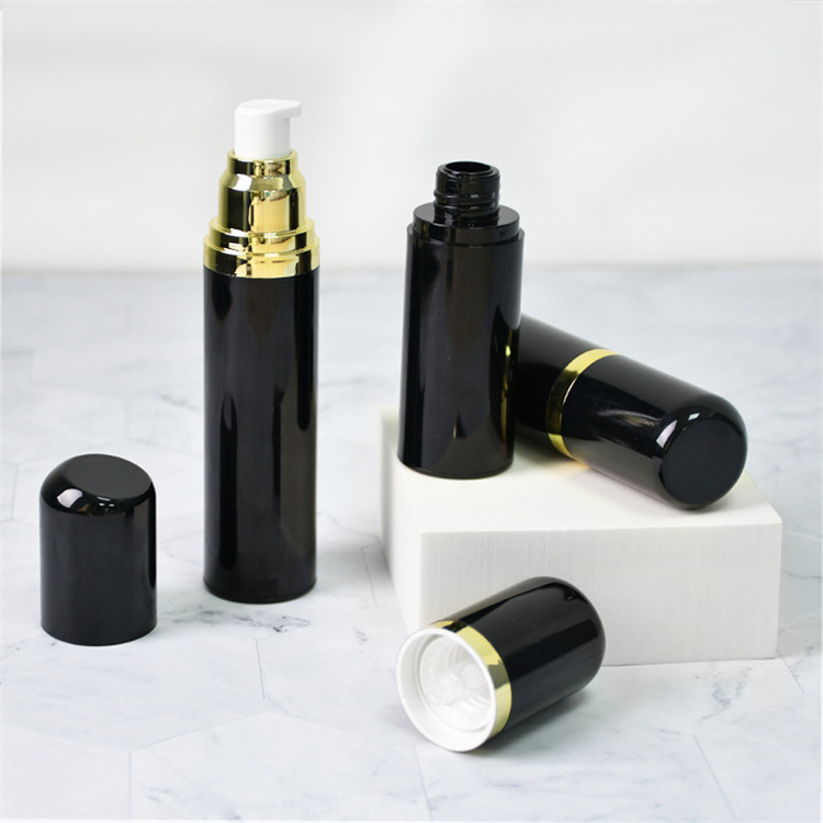 Customized black lotion bottles 15ml 30ml 50ml 80ml 100ml 120ml skincare cream 120ml airless pump bottle with logo label