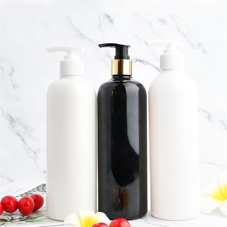 Empty luxury black white transparent bath and body skincare works plastic bottles hair shampoo pet bottle container 250ml 500ml