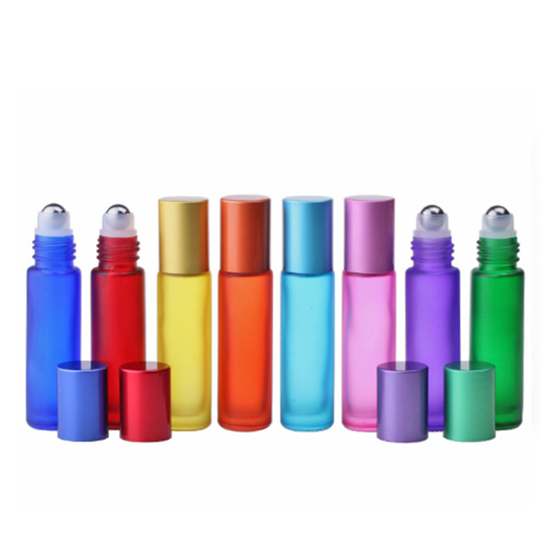 blue clear amber brown 5ml 10ml 15ml essential oil perfume glass roll on bottle bottles with roller ball for lip blame