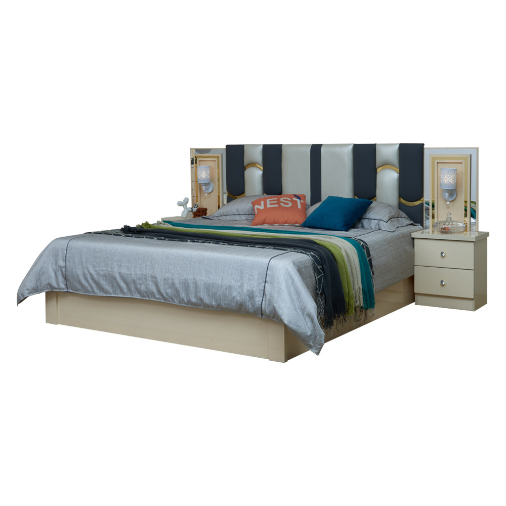 Modern Simple Style Hotel Deluxe Set Dresser Nightstand Master Bedroom Double Queen Bed Wardrobe Factory Direct