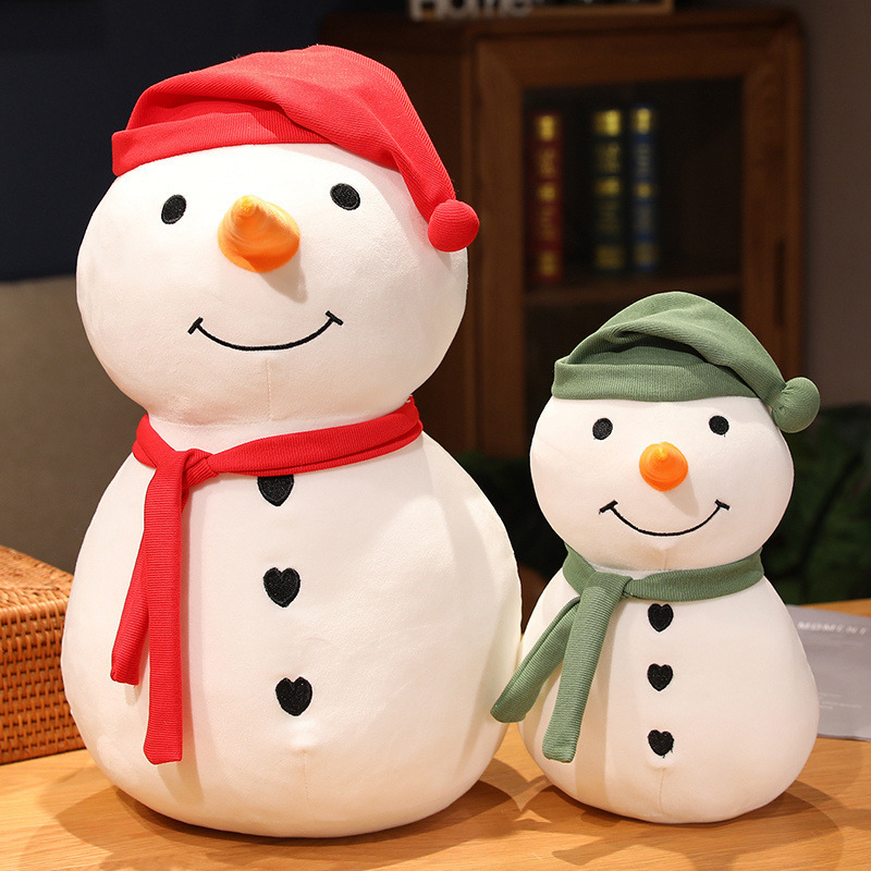 2023 New design nice-looking soft stuffed snowman kids plush doll cute snowman plush toy with hats and scarves