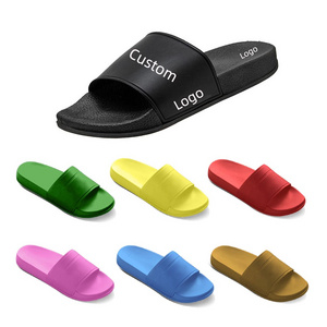 Custom Logo Printing  Beach Summer Sandals Hot Unisex PVC Slipper Embossed Men and Women  Slide for bathroom