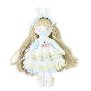 Free Shipping Fashion Cute Long Blonde Hair Handmade Reborn Baby Doll Girls Custom Plush Doll