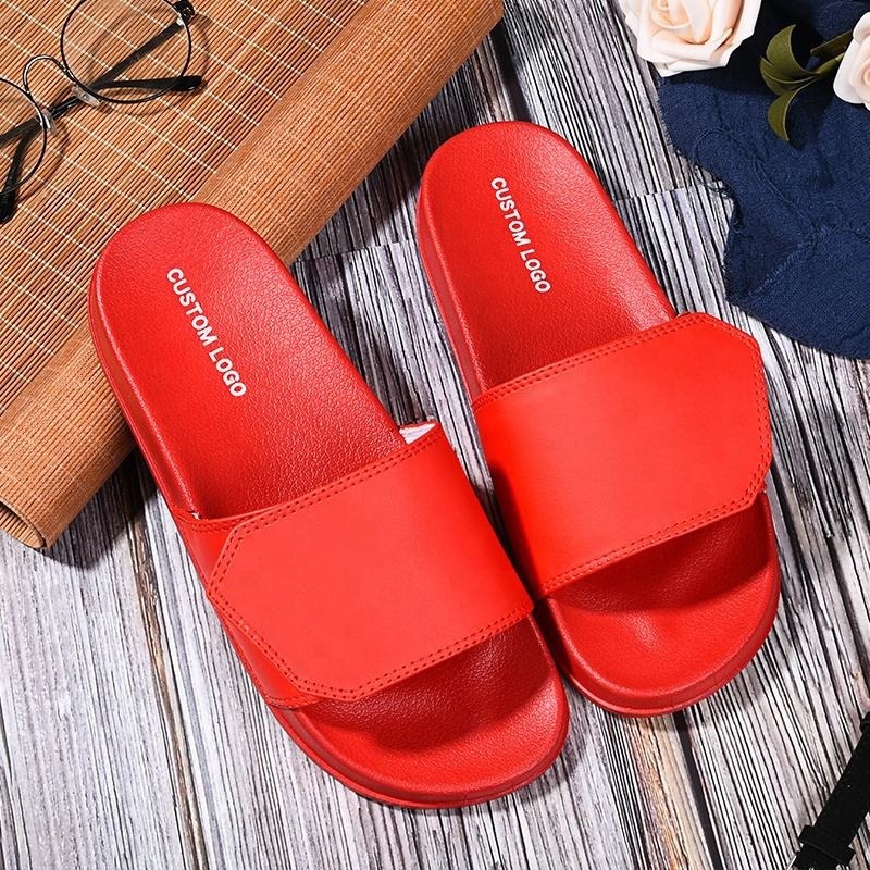 Custom Logo Printing  Beach Summer Sandals Hot Unisex PVC Slipper Embossed Men and Women  Slide for bathroom