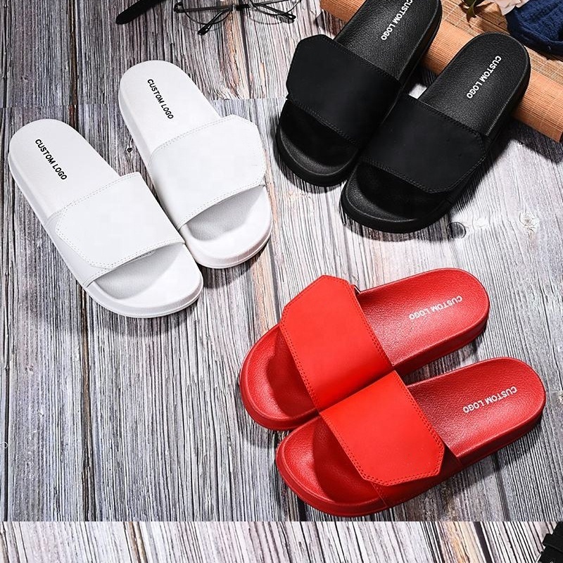 Custom Logo Printing  Beach Summer Sandals Hot Unisex PVC Slipper Embossed Men and Women  Slide for bathroom