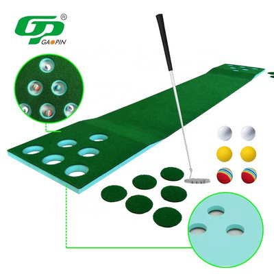 Newly Practice Portable Indoor Outdoor 12 Holes Golf Putting Mat Game Set Green Mini Golf Artificial Grass Putting Green Mat