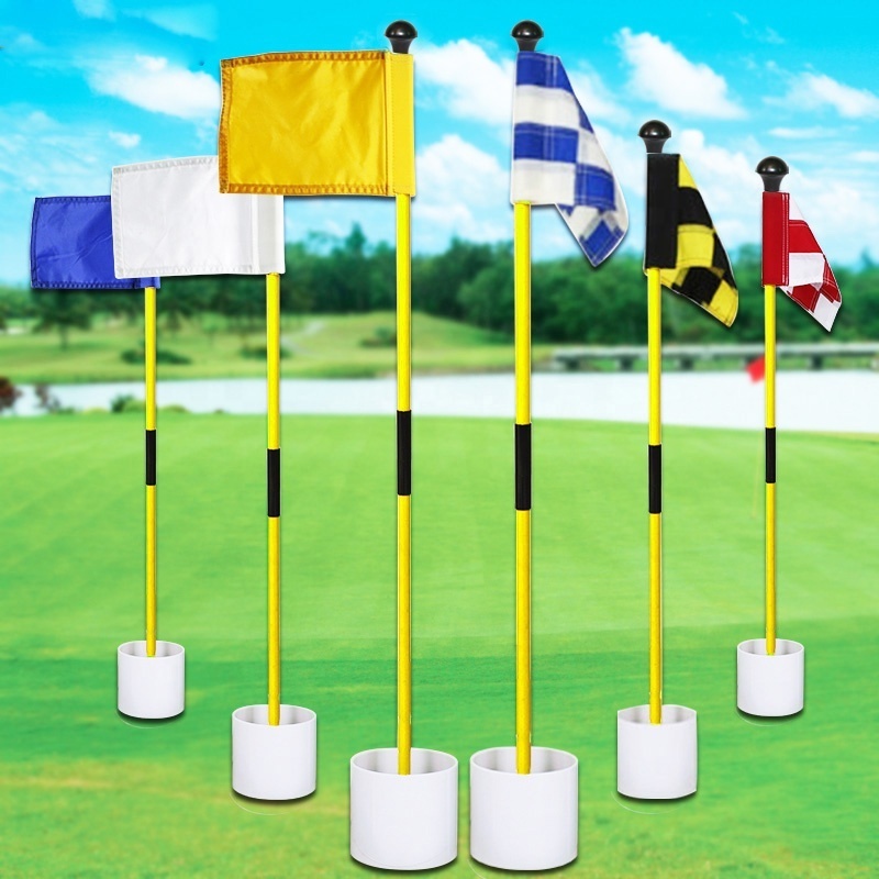 Custom Logo Backyard Practice Putting Green Mini Golf Flag Poles Hole Cup Set Golf Stick Hole Cup And Flag