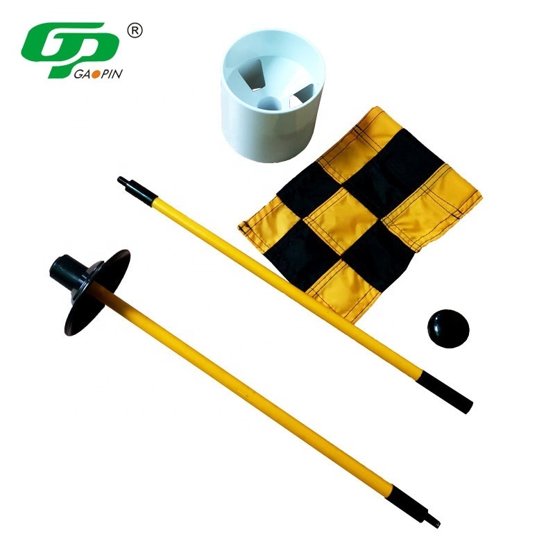 Factory Sale Fiberglass Portable 2-Section Design Golf Hole Cup And Flag Golf Pin Flags Hole Cup Set Putting Green Flag For Yard