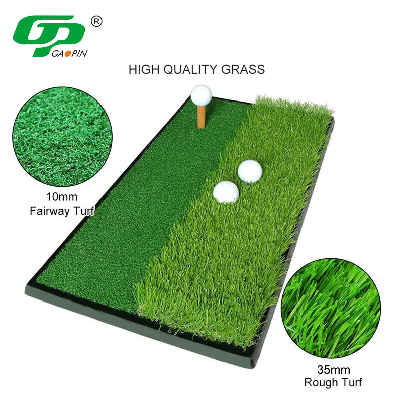 New Design Premium Dual-Turf Durable Golf Hitting Mat For Golf Swing Training Mat With Heavy Rubber Base