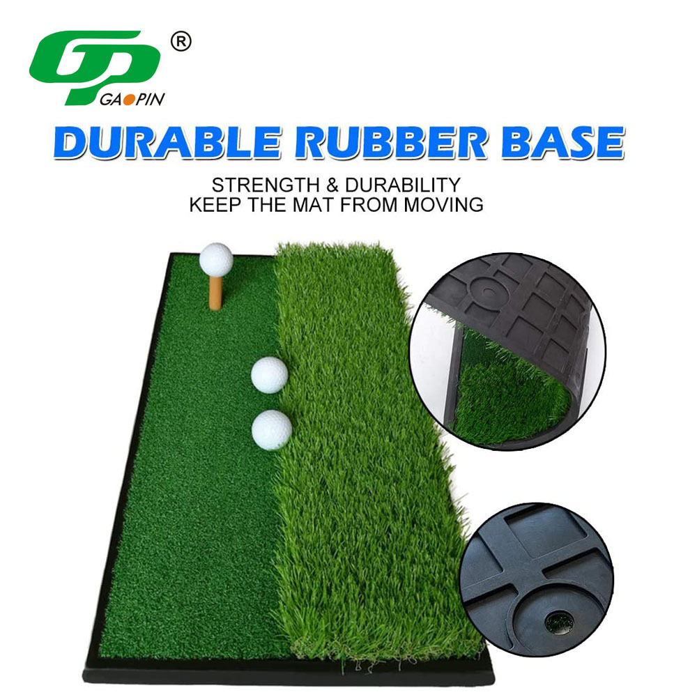 New Design Premium Dual-Turf Durable Golf Hitting Mat For Golf Swing Training Mat With Heavy Rubber Base