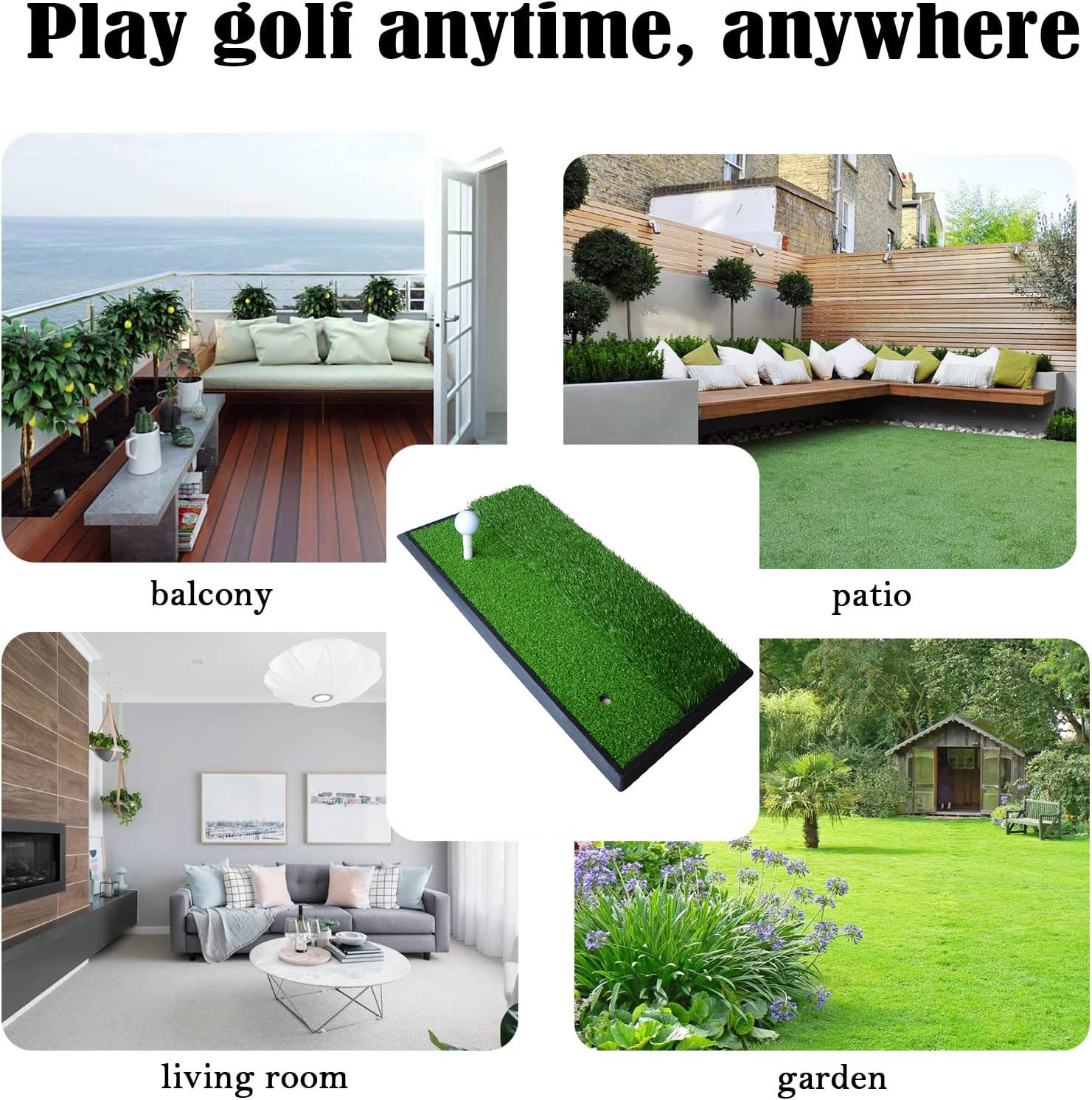 New Design Premium Dual-Turf Durable Golf Hitting Mat For Golf Swing Training Mat With Heavy Rubber Base