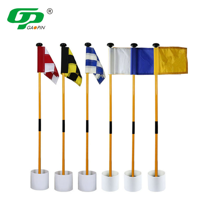 Factory Sale Fiberglass Portable 2-Section Design Golf Hole Cup And Flag Golf Pin Flags Hole Cup Set Putting Green Flag For Yard