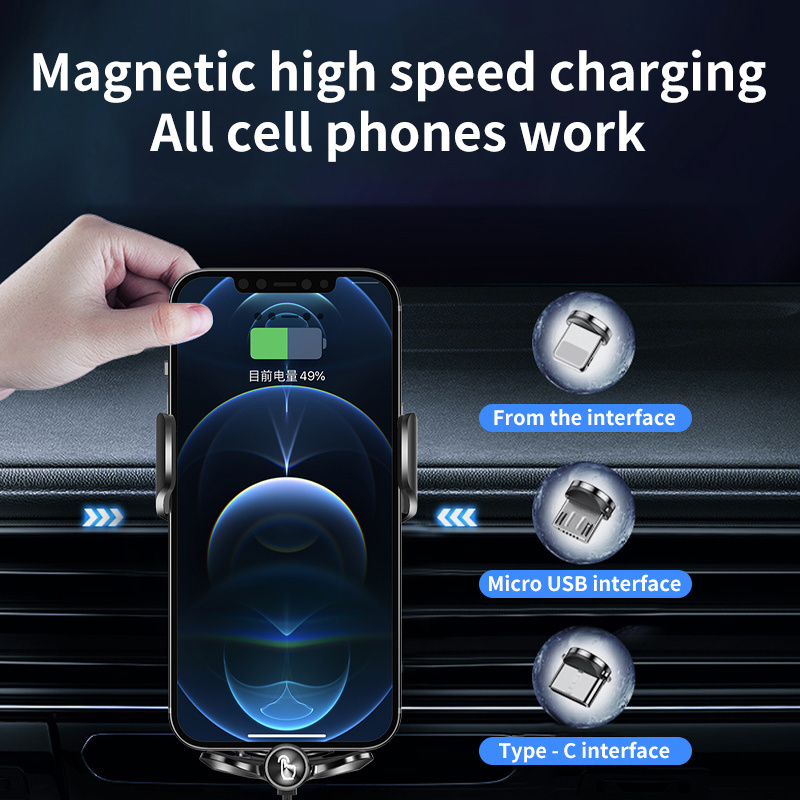 2024 New Products Q12 Mobile Phone Holder 15W Wireless Charger Wireless Car Charger With Holder For Iphone 14 13 12 Pro Max