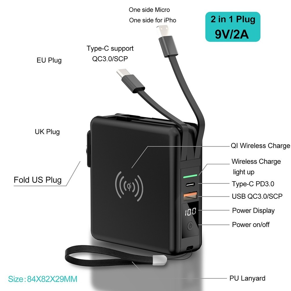 Best selling products 2024 PD20W Portable Wall Chargers Travel Power Bank  5 in 1 Travel Super Charger US Adapter Plug 10000mah