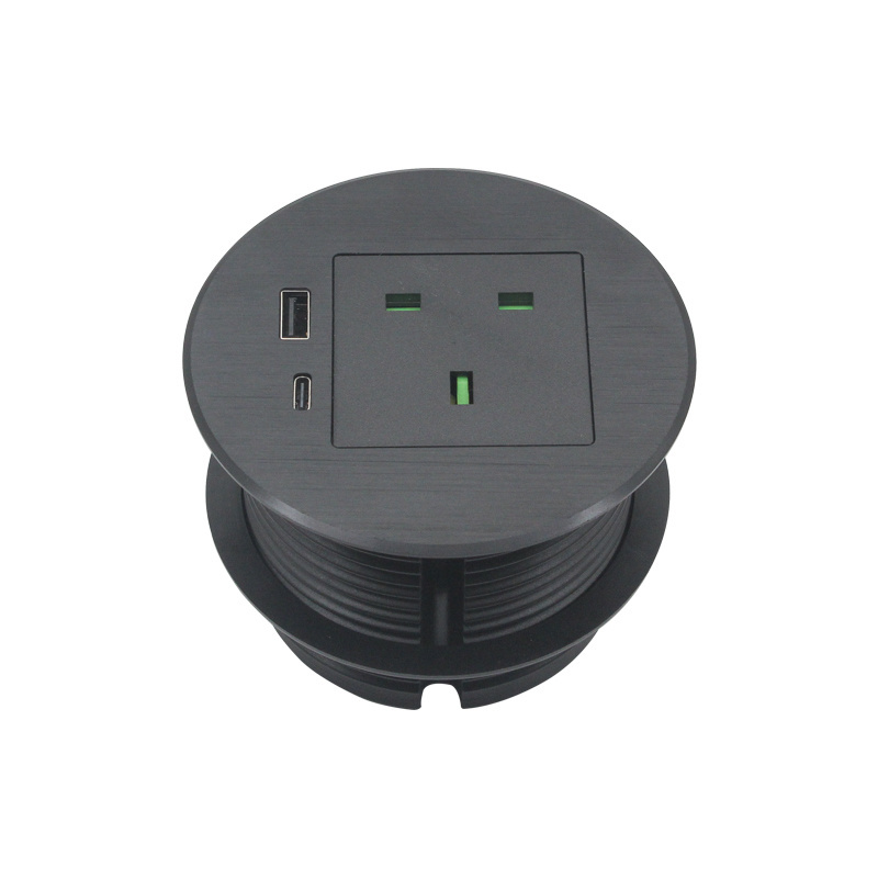 High Quality Wholesale Custom Cheap EU 90mm Power Outlet Sofa Furniture Smart Power Outlet Round Black Grommet USB Power Outlet