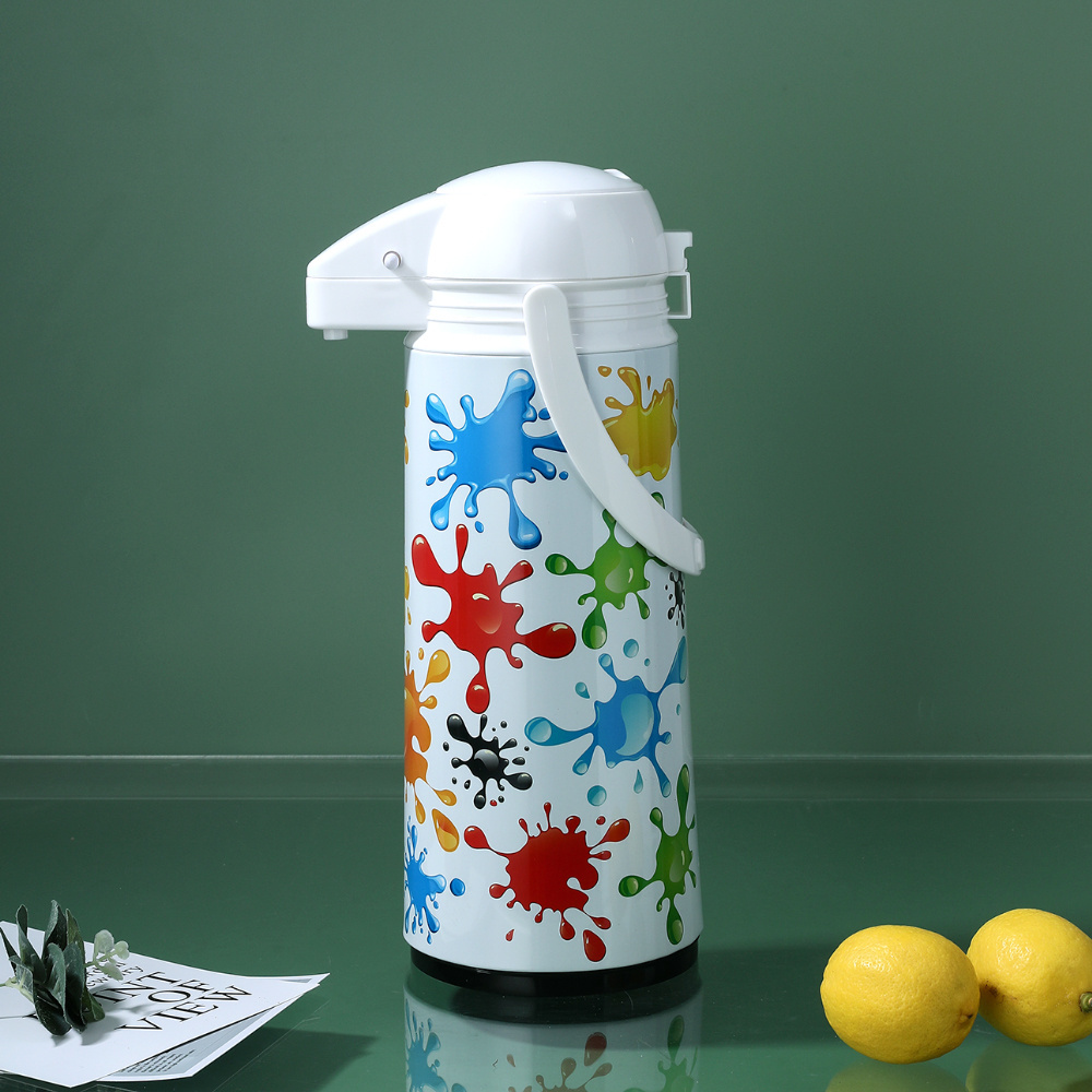 1.9L Flower printing high quality vacuum air pressure water pump pot thermos insulated flask for coffee