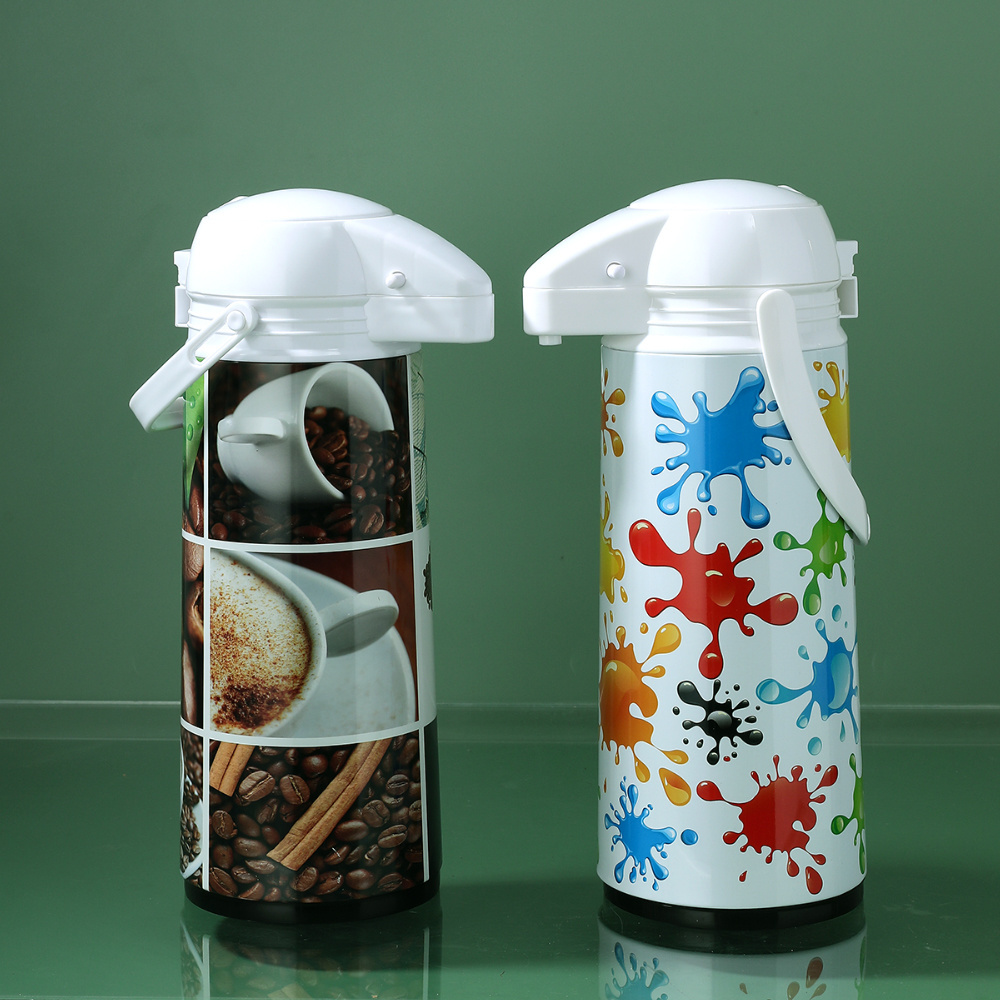 1.9L Flower printing high quality vacuum air pressure water pump pot thermos insulated flask for coffee