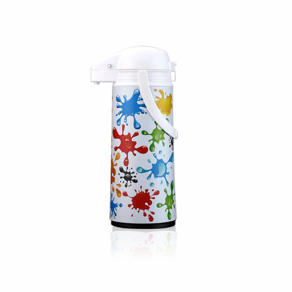 1.9L Flower printing high quality vacuum air pressure water pump pot thermos insulated flask for coffee