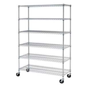 6 Tiers Steel Rack Chrome Wire Shelving Unit Metal Garage Racks Wire Shelf