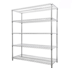 Factory Supply Supermarket 5 Layer Metal Wire Shelves Heavy Duty Chrome Wire Shelving Storage Rack