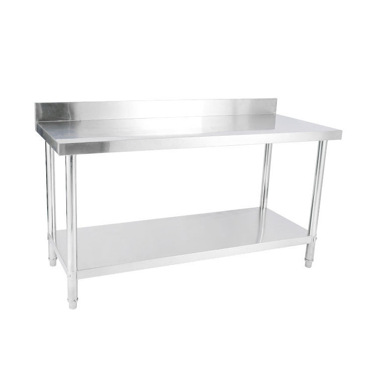 304 Stainless Steel Restaurant Work Bench Customized 2-tier Stainless Steel Kitchen Work Table