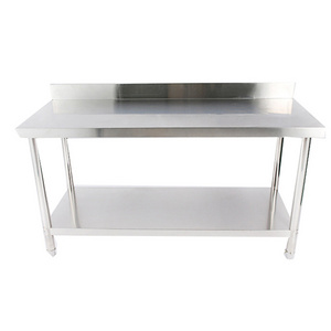 304 Stainless Steel Restaurant Work Bench Customized 2-tier Stainless Steel Kitchen Work Table