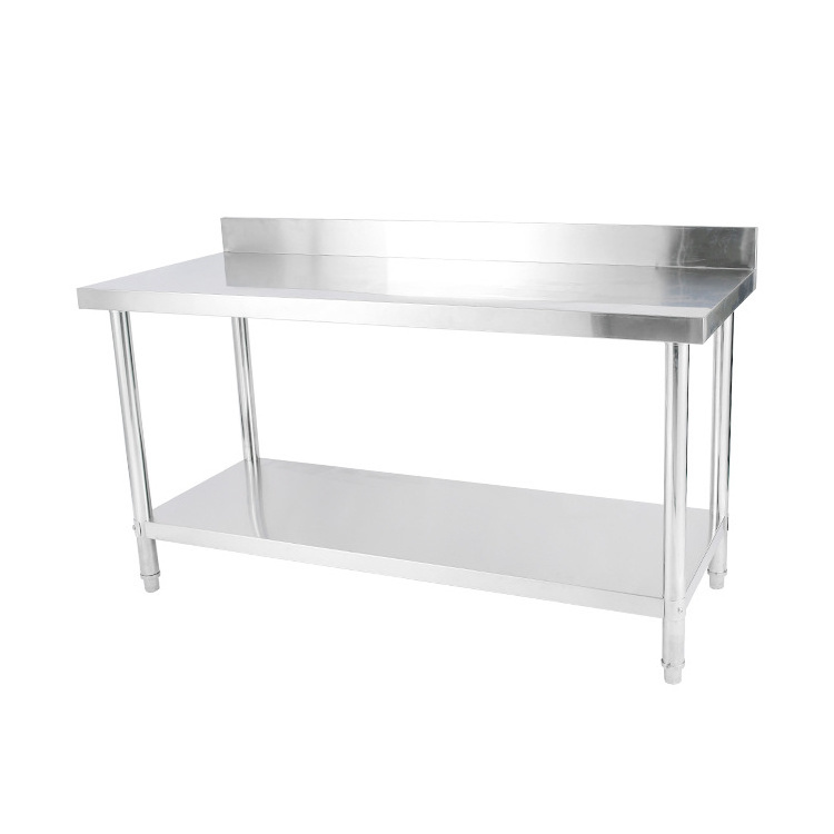 304 Stainless Steel Restaurant Work Bench Customized 2-tier Stainless Steel Kitchen Work Table