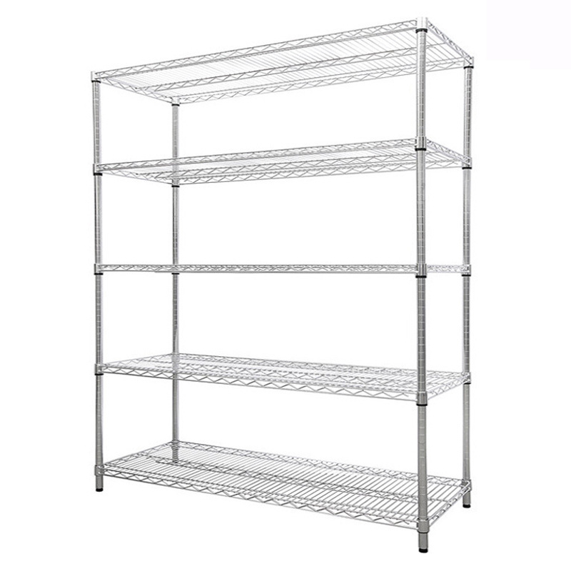 Heavy Duty Solid Sturdy Storage Iron Racks Kitchen 4-tier Stainless Steel Wire Shelving For Factory Home Use