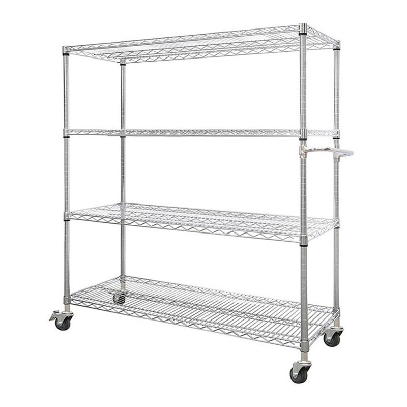 4 Tier Stainless Steel Storage Shelf Chrome Antioxidant Garage Home Storage 4 Shelves Shelf Shelving Unit