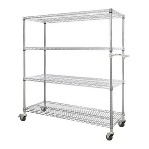 4 Tier Stainless Steel Storage Shelf Chrome Antioxidant Garage Home Storage 4 Shelves Shelf Shelving Unit