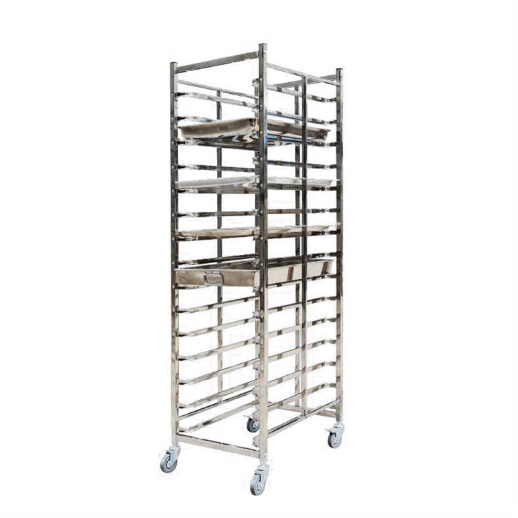 Stainless Steel Bakery Trolley Restaurant Kitchen Oven Rack Baking Tray Pan Bread Cooling Rack Trolley