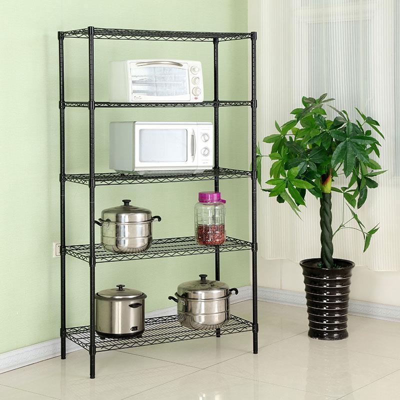 Cheap Price Black 5-Shelf Shelving Storage Unit Metal Organizer Wire Rack