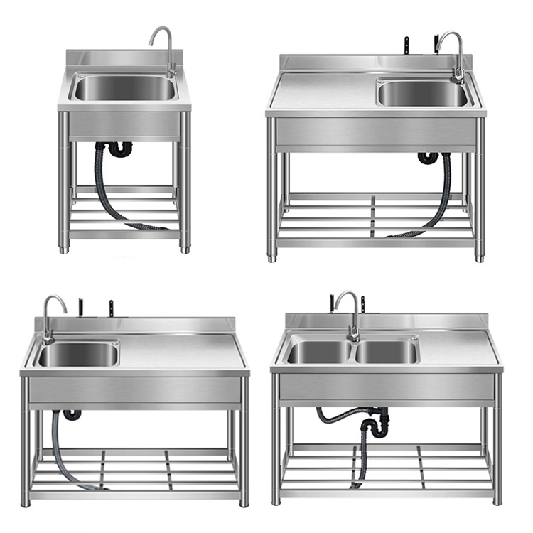 Free Standing Sink Commercial Kitchen Single Bowl Sink 304 Stainless Steel Restaurant Undermount Stainless Steel201/304 Modern