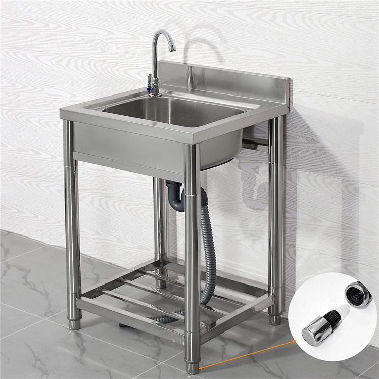 New Design Free Standing Single Bowl Commercial Sink Kitchen 304 Stainless Steel Carton Square Modern Polished customize Size