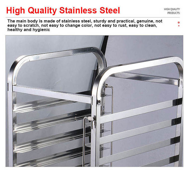 Design Commercial Hotel Restaurant Tall Mobile Stainless Steel Fast Food Pan and Gn Gastro Norm Bakery Pan Tray Rack Trolley