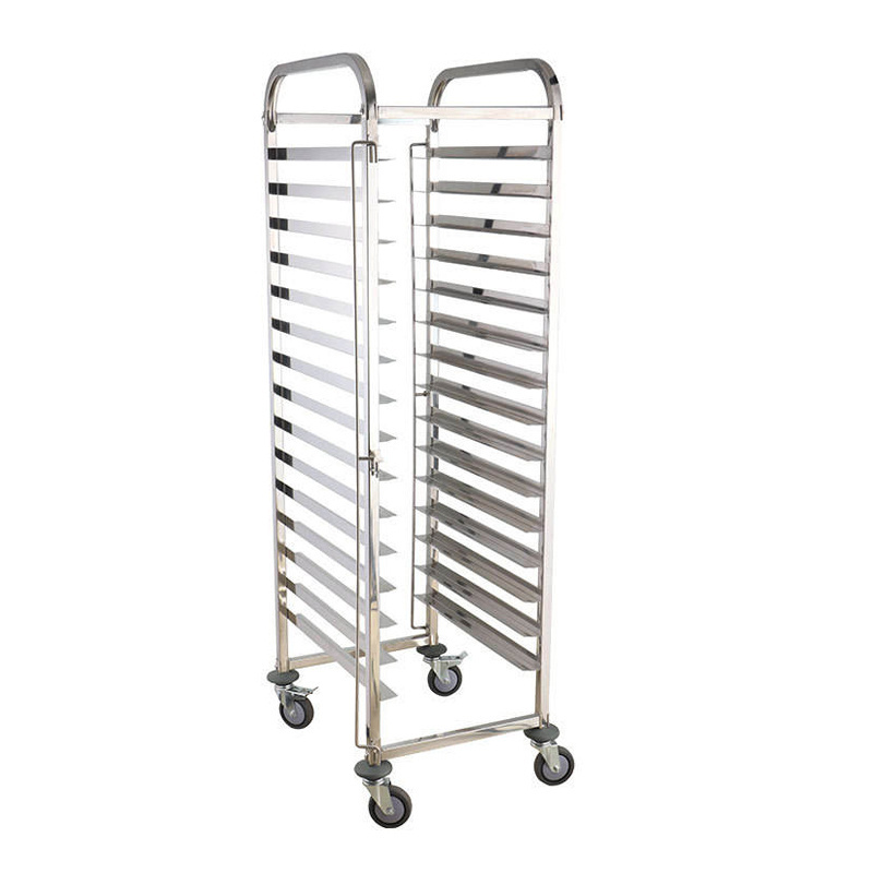 Design Commercial Hotel Restaurant Tall Mobile Stainless Steel Fast Food Pan and Gn Gastro Norm Bakery Pan Tray Rack Trolley