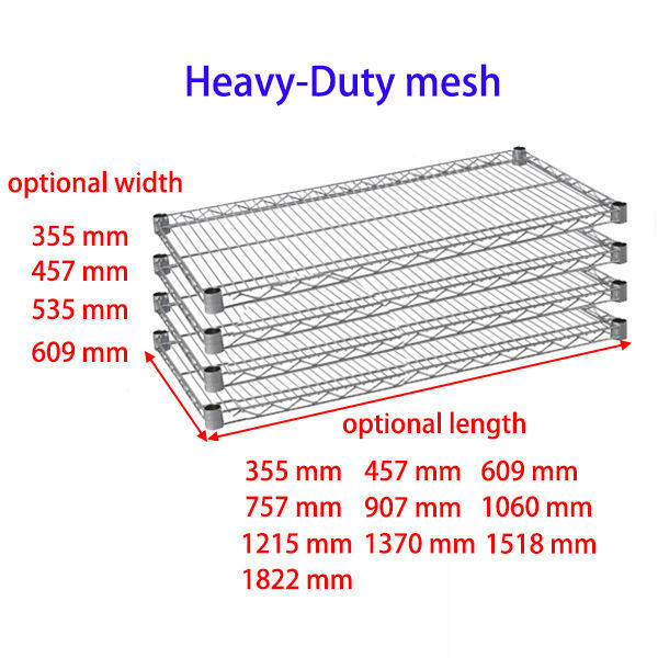 Durable Metal Wire Shelving Chrome plated wire shelves 6 Layer Adjustable industry metal storage shelf with wheels