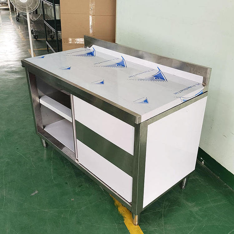 Sliding Doors Detachable Stainless Steel Commercial Worktable Kitchen Cabinet for Kitchen