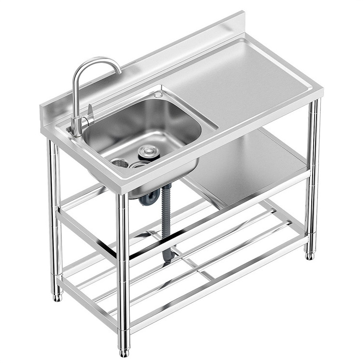 Kitchen Sink with Drainboard Free Standing Stainless-steel Carton Stainless Steel Modern Gaoya Single Bowl Commercial Restaurant