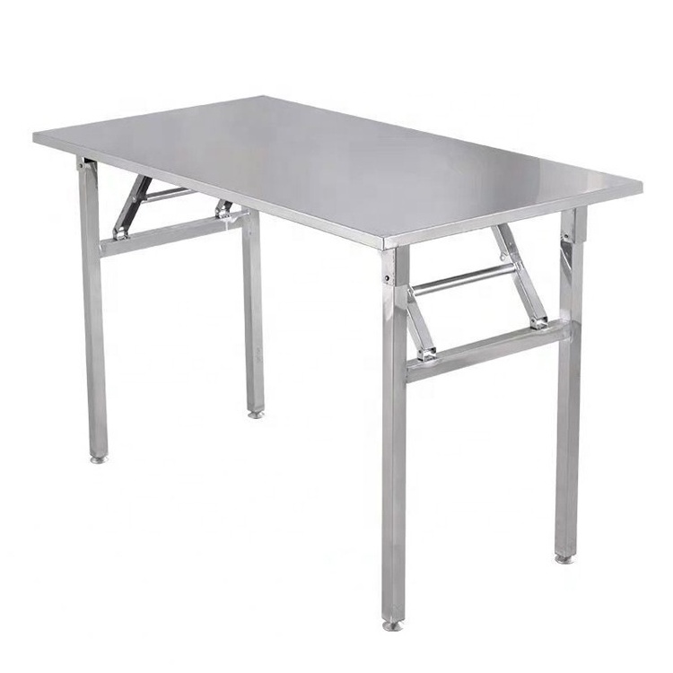 Custom made stainless steel corrosion resistant dining hall foldable work table industrial portable kitchen folding work table