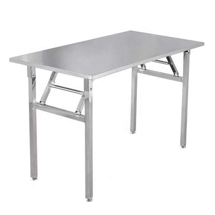 Custom made stainless steel corrosion resistant dining hall foldable work table industrial portable kitchen folding work table