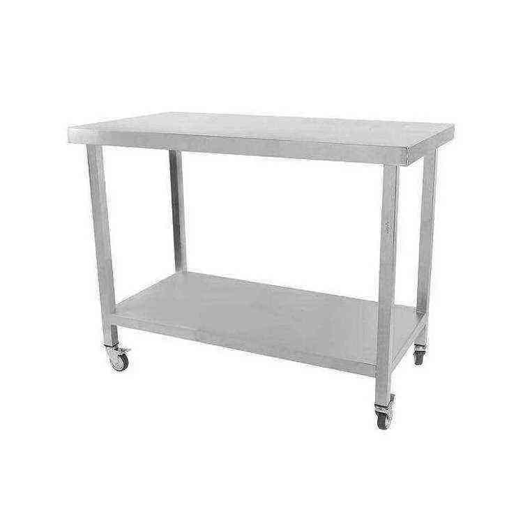 Customized stainless steel workbench with wheels square tube double stainless steel working table