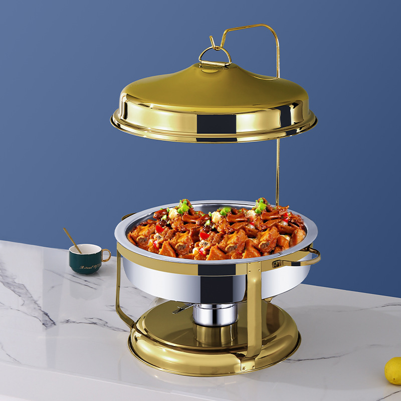 Hot Sale Wedding Party Luxury Golden Chaffing Dish Stainless Steel Food Warmer Buffet Chafing Dish