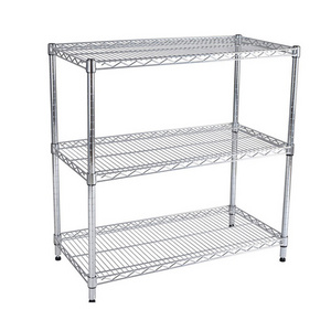 Factory Supply Chrome Stainless Steel Houseware Storage 3 Layer Wire Shelf Mesh Shelves For Sale